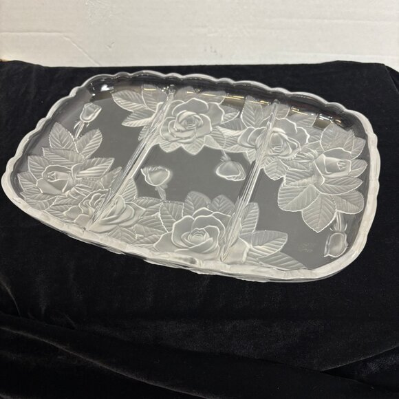 80’s Roses  Clear Glass Relish Party Tray  EUC - Picture 7 of 10